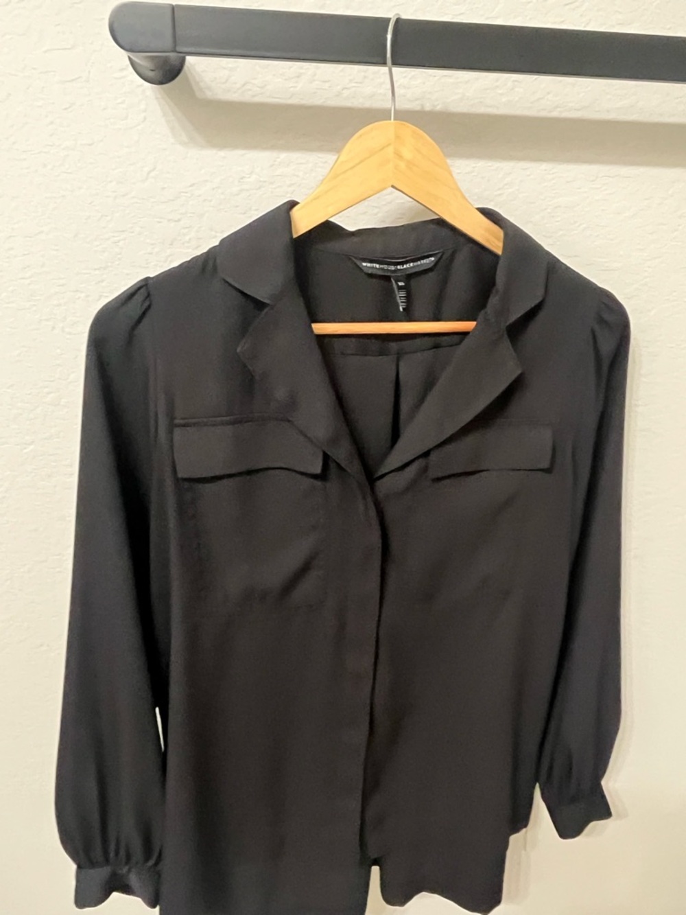 White House Black Market Black Blouse - Tailored Button-Front